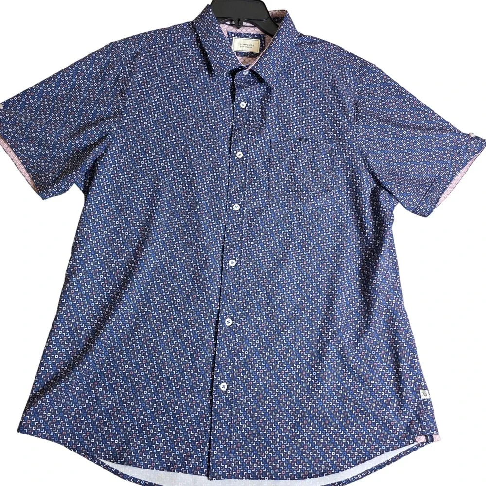 7 Diamonds Button Down Shirt Mens XL Navy Blue 4-Way Stretch performance MK7235 - Picture 2 of 9